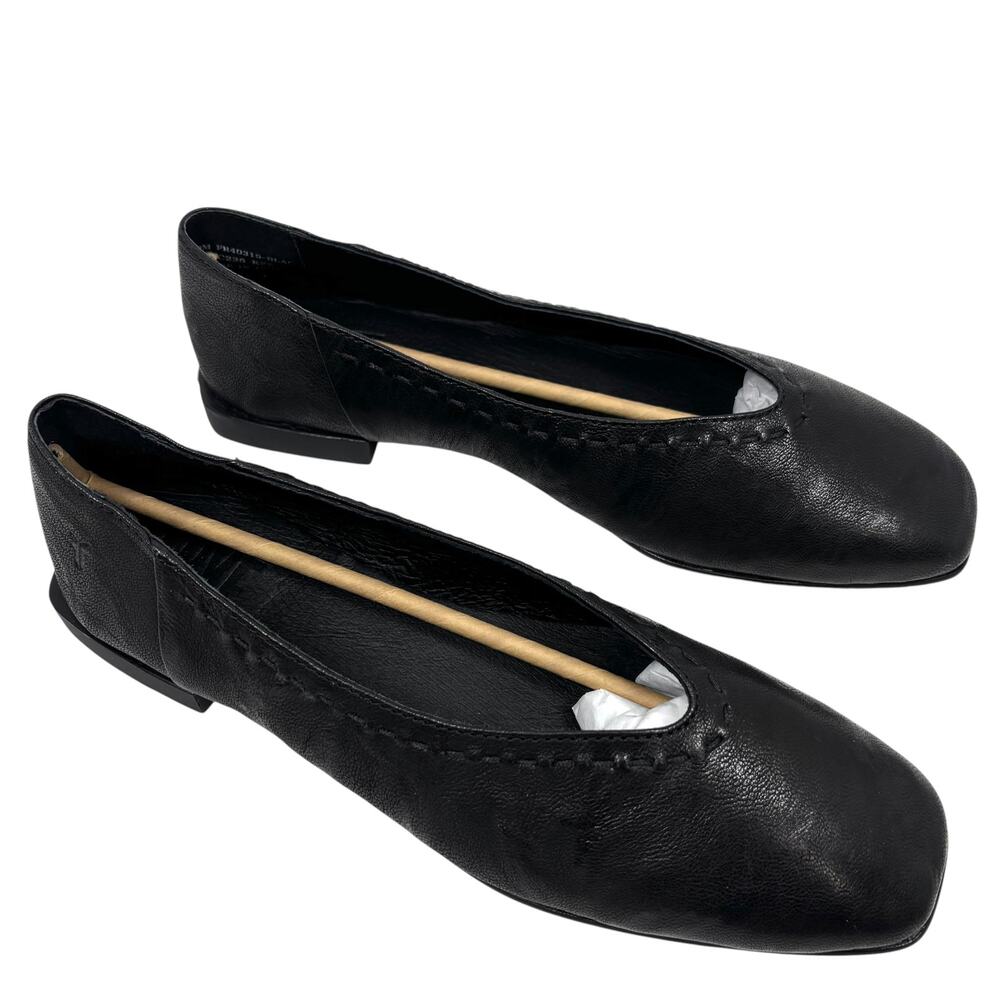 NEW NoBx Frye Flats 9 Claire Square Toe Black Leather Slip On Loafers Flat Shoes